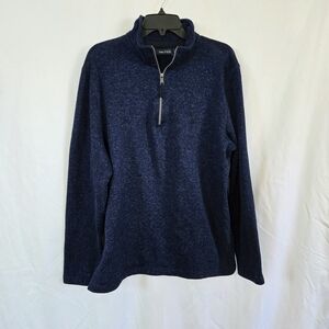 Nautica Mens Heathered Navy Black 1/2 Zip Long Sleeve Pullover Casual Sweater XL